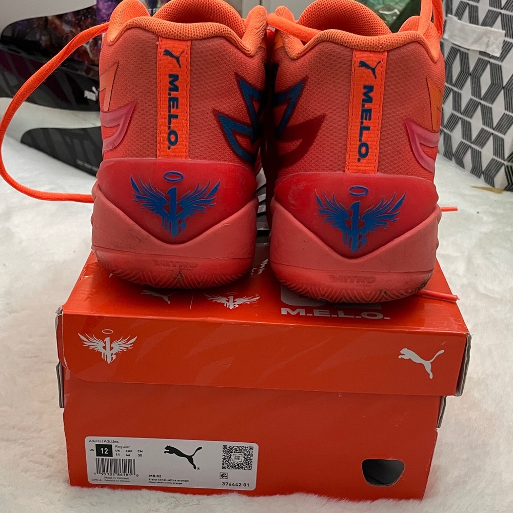 Puma Men’s Sneakers - Vibrant Orange and Blue M.E.L.O. Size 12